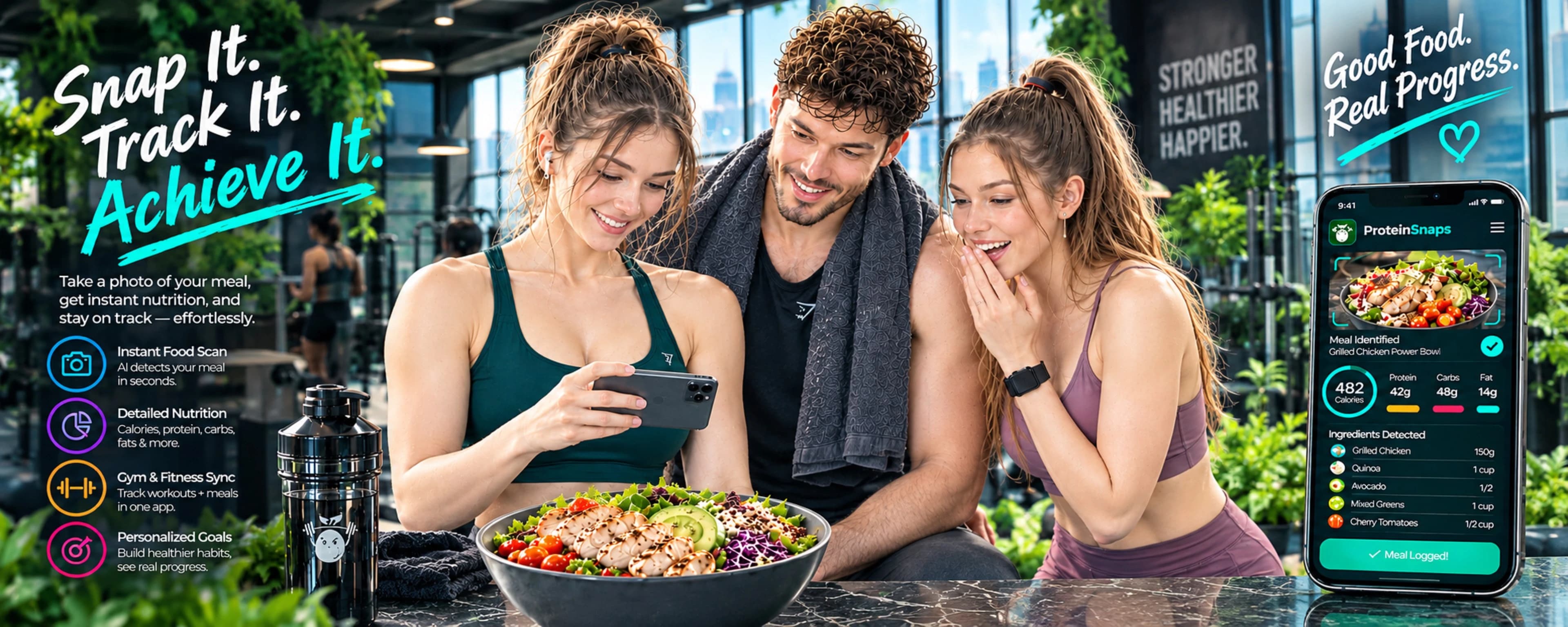 ProteinSnaps AI meal scanner in action
